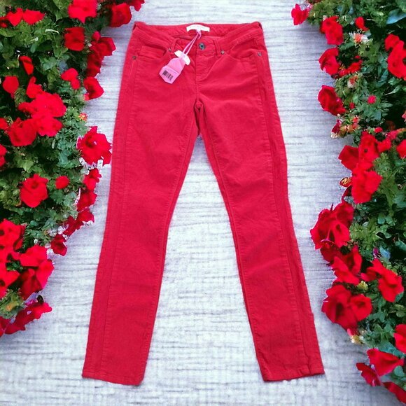 NWT Isaac Mizrahi Jeans Red Skinny Corduroys Size 4 - Picture 1 of 7